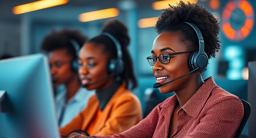 Picture of call centre agents working in a Business Process Outsourcing (BPO) Centre