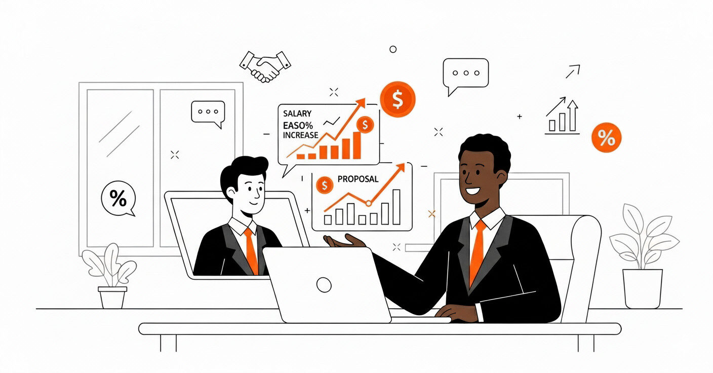 Confident Kenyan professional negotiating with employer over video call