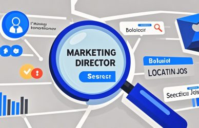 A creative infographic-style image showing a magnifying glass focusing Google Alerts_Kazicloud