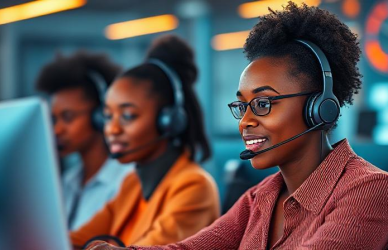 Picture of call centre agents working in a Business Process Outsourcing (BPO) Centre